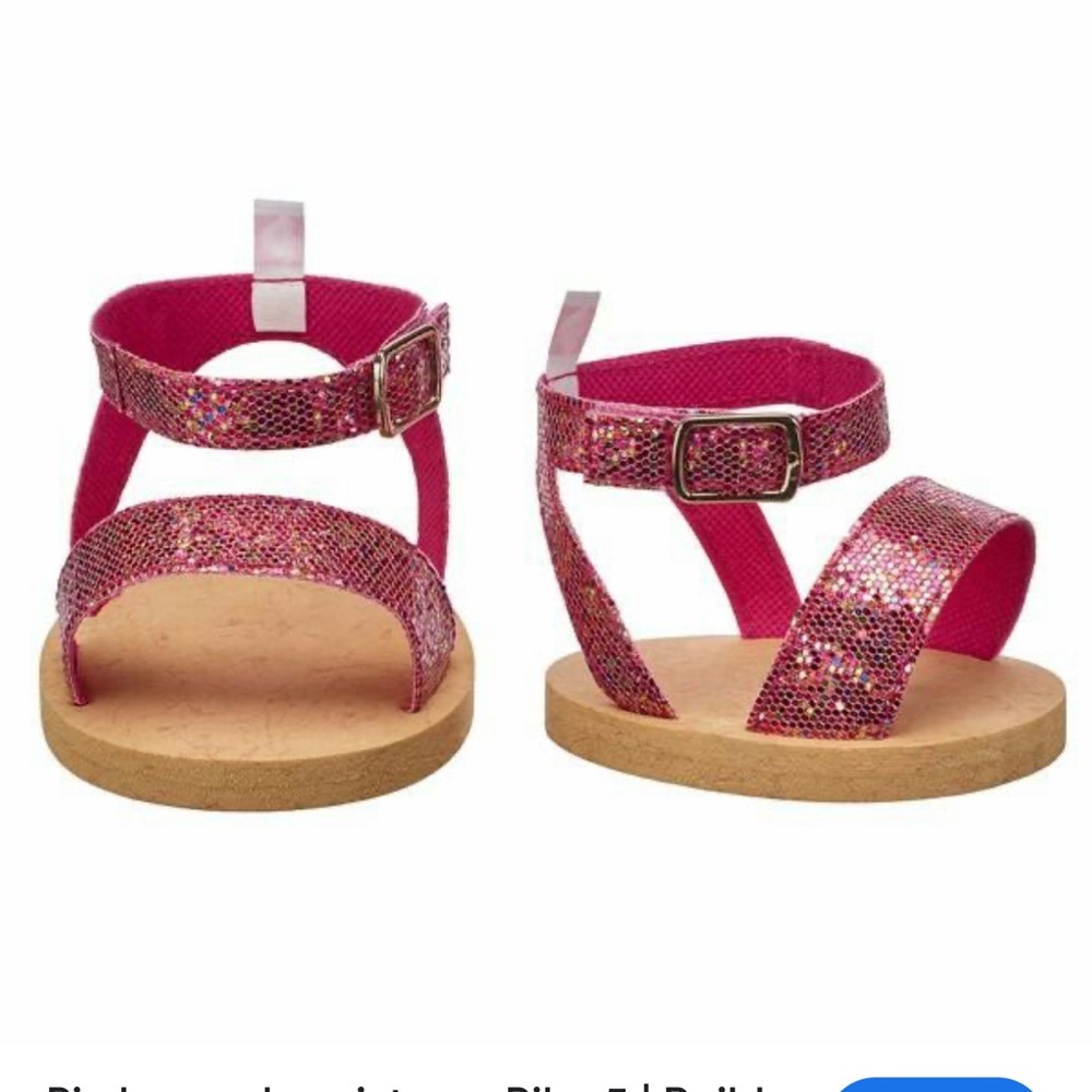 Build A Bear Workshop BABW Build-A-Bear Workshop-Pink Sparkly Strappy Sandals